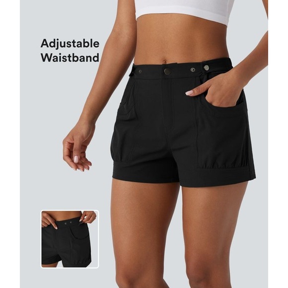 HALARA Pants - Halara NWT Black Mid Rise Adjustable Waistband Casual Shorts‎ Size Medium